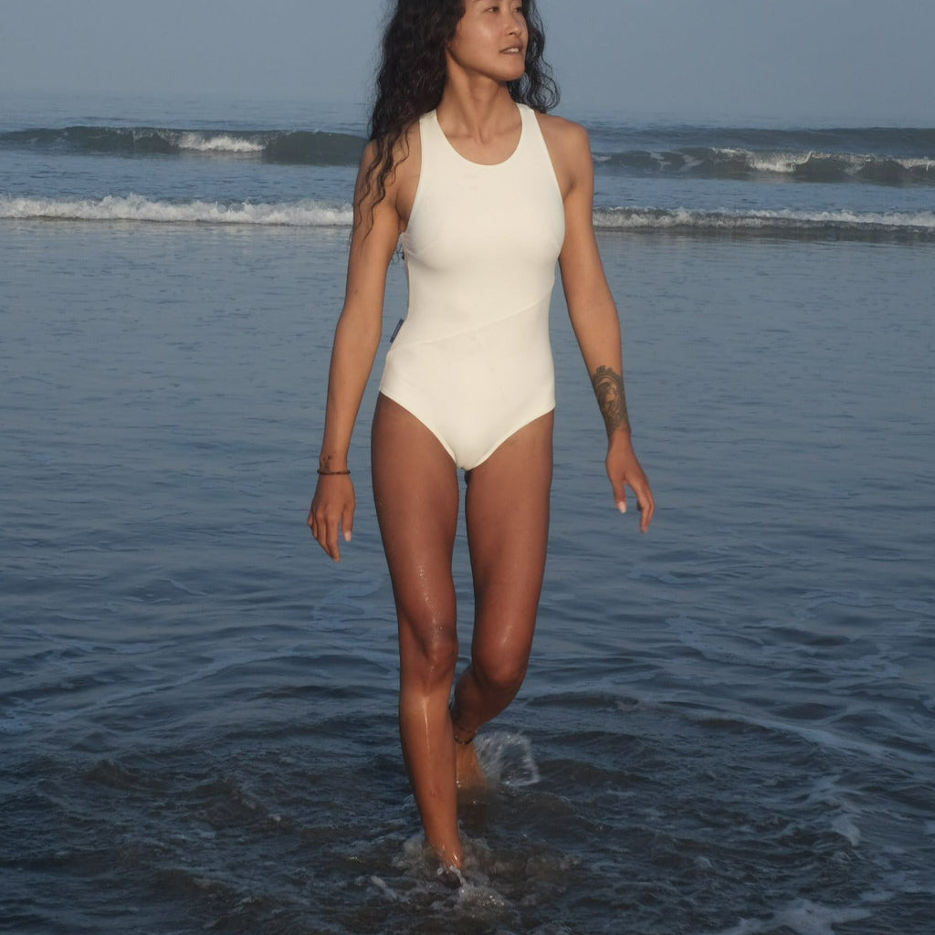 Canggu Surf One Piece Criss Cross in Off White