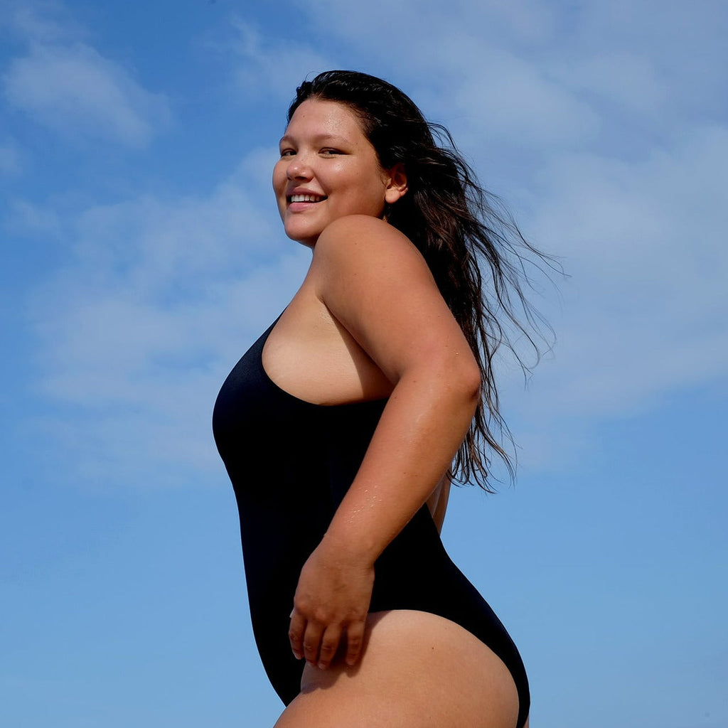 Mawi One Shoulder Surf Swimsuit in Black