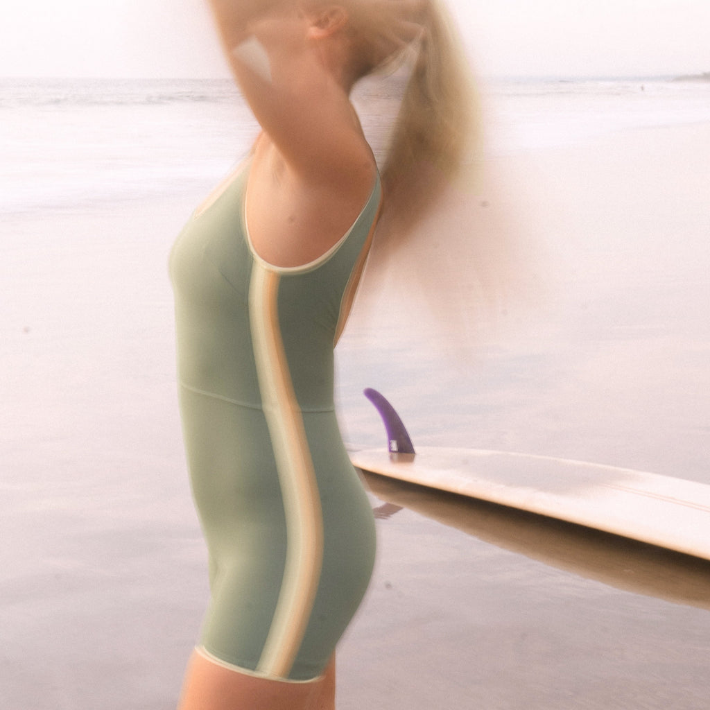 Jimmy Retro Surf Jumpsuit in Army Green