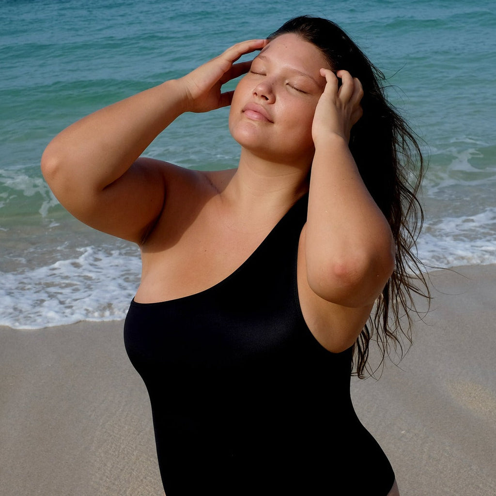Mawi One Shoulder Surf Swimsuit in Black