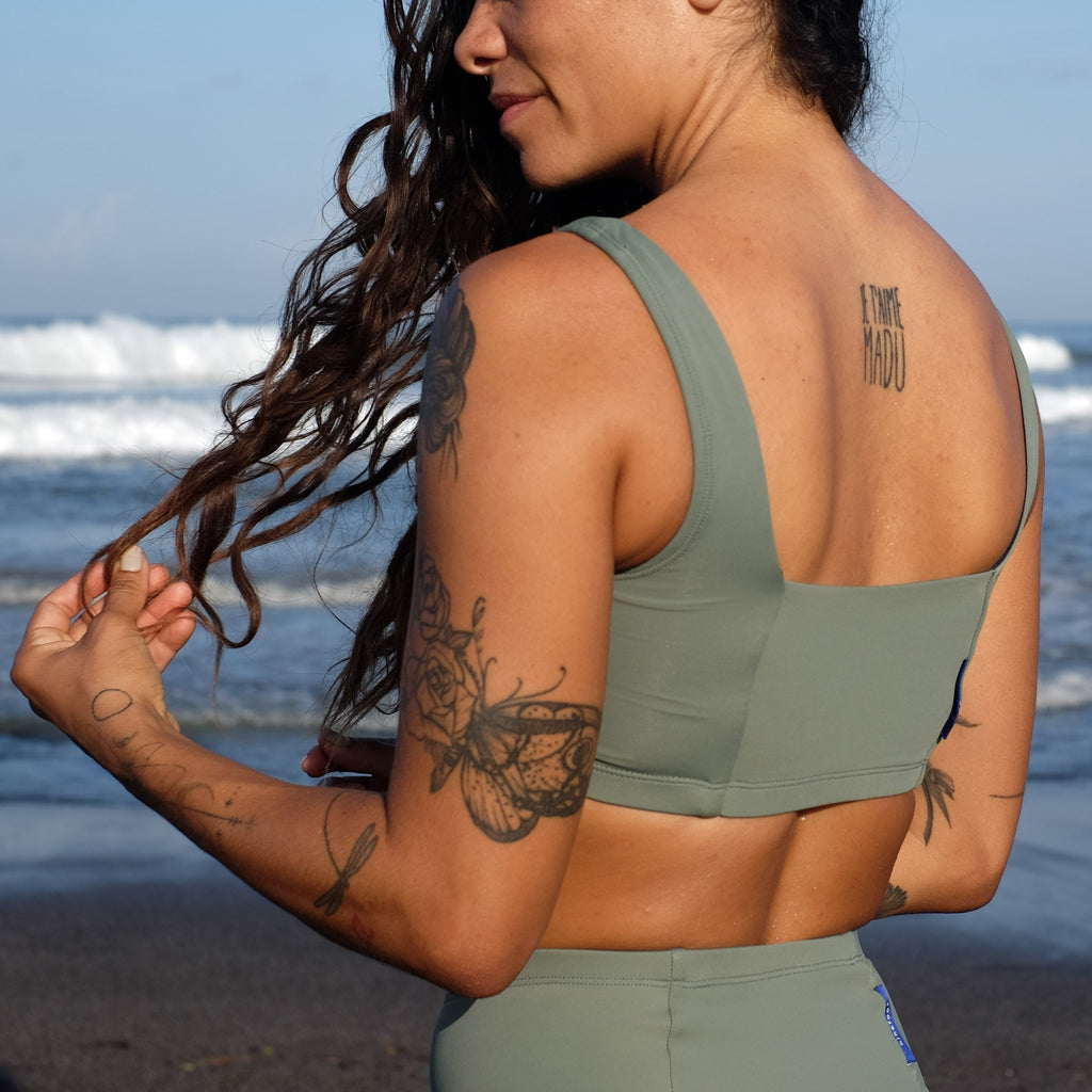 Lakey Surf Bikini Top in Army Green