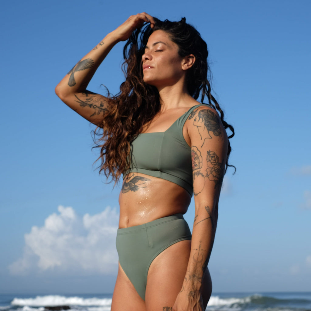 Nyang-nyang Surf Bikini Bottom in Army Green