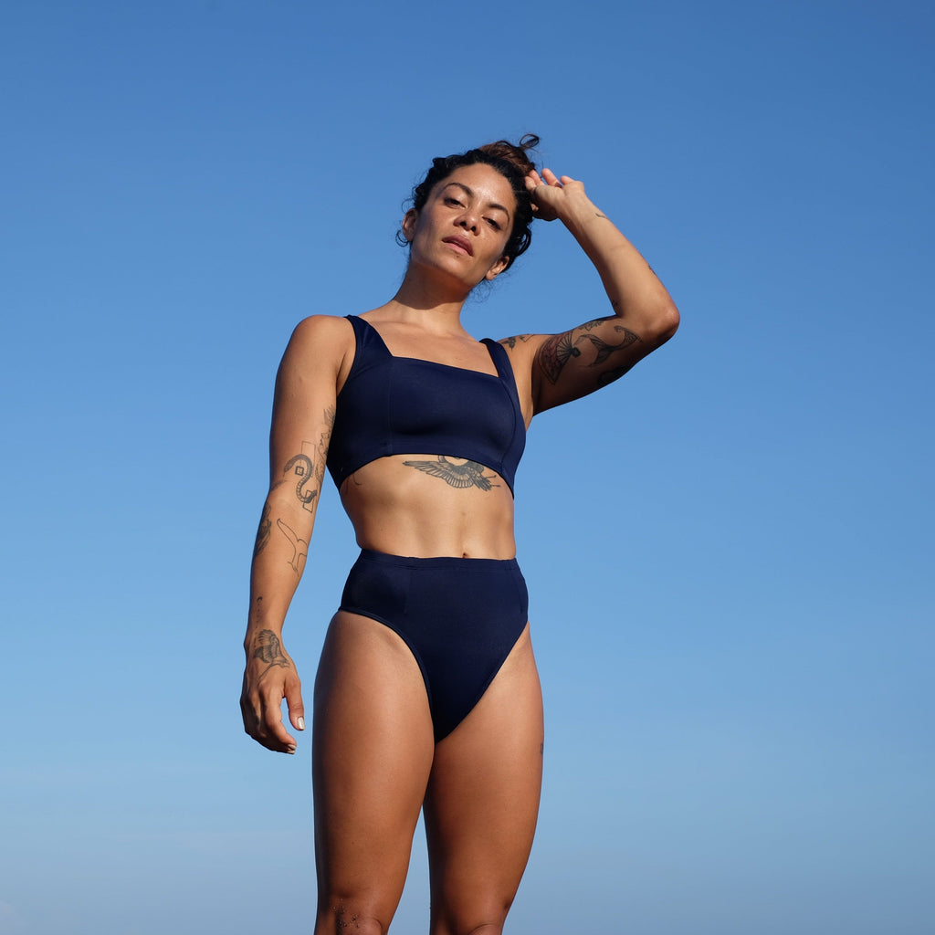 Nyang-nyang Surf Bikini Bottom in Navy Blue