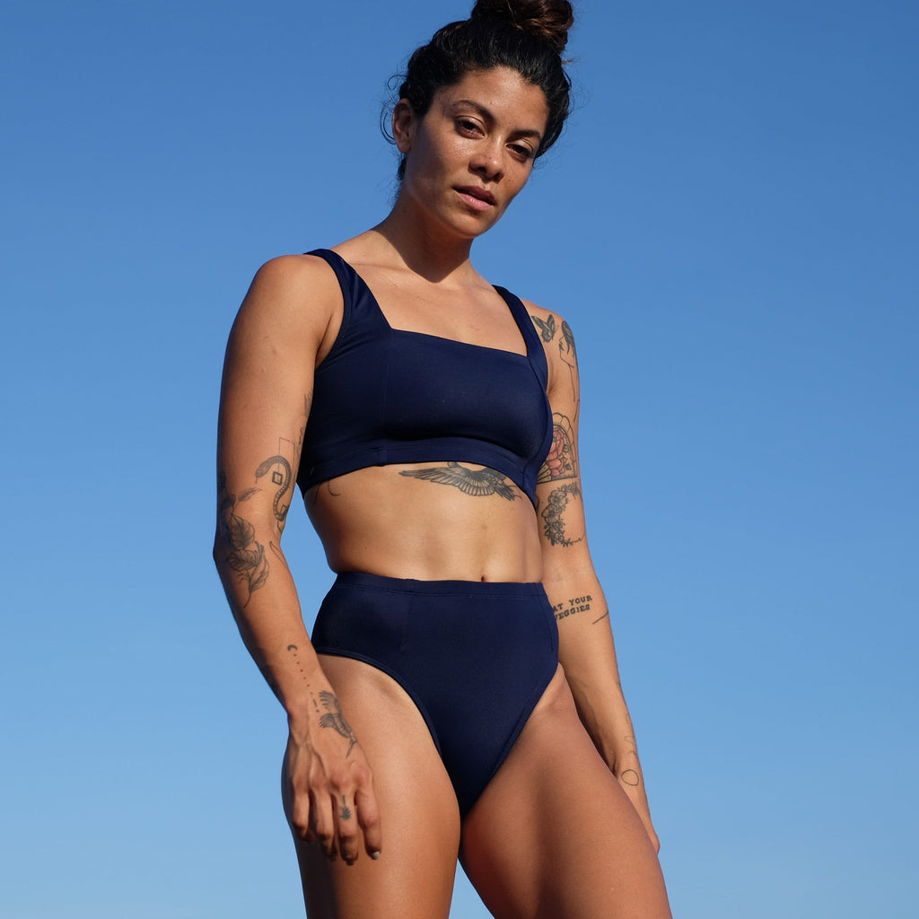 Lakey Surf Bikini Top in Navy Blue