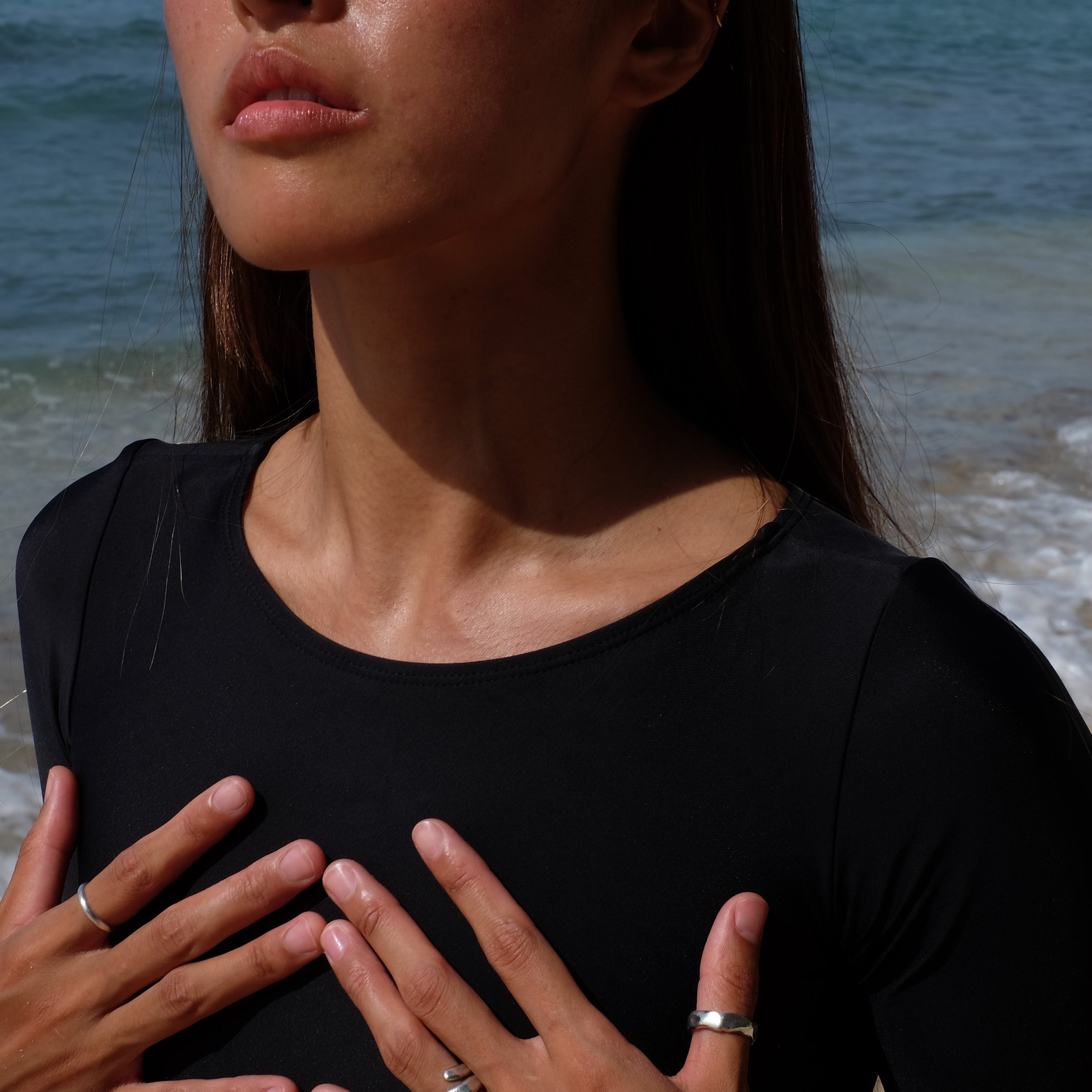 Medewi Long Sleeve Surf One Piece in Black