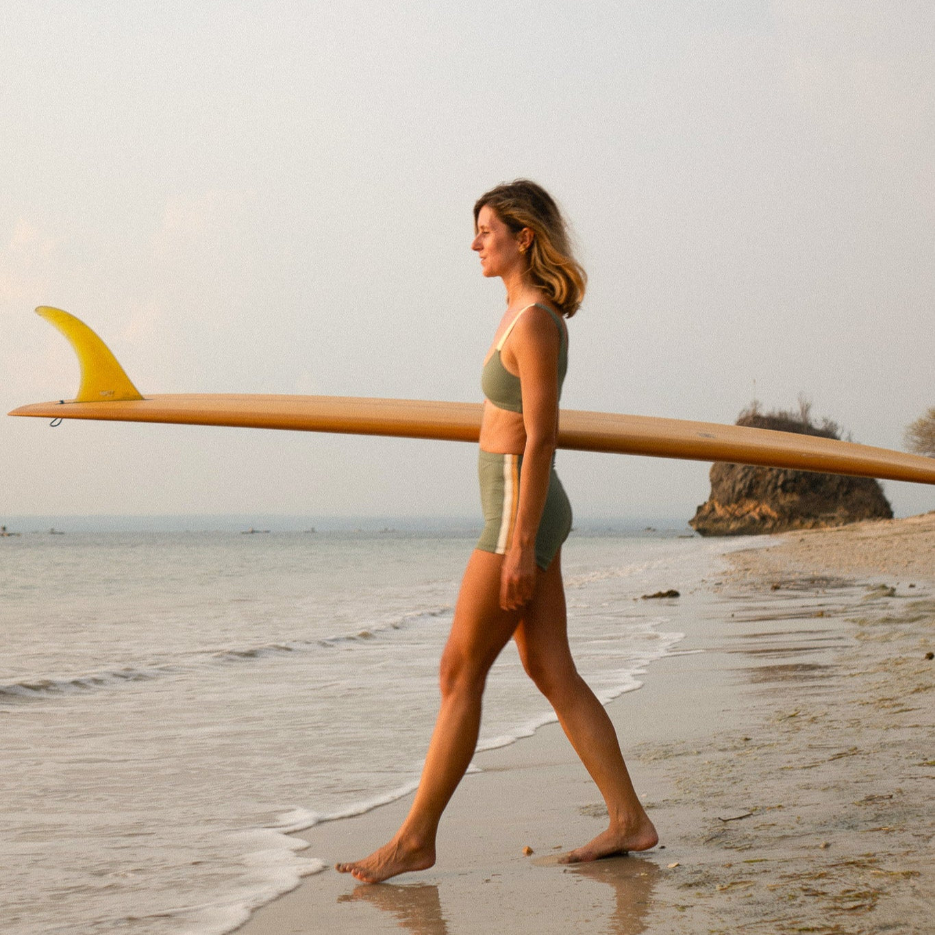 Jimmy's retro surf shorts in Army green