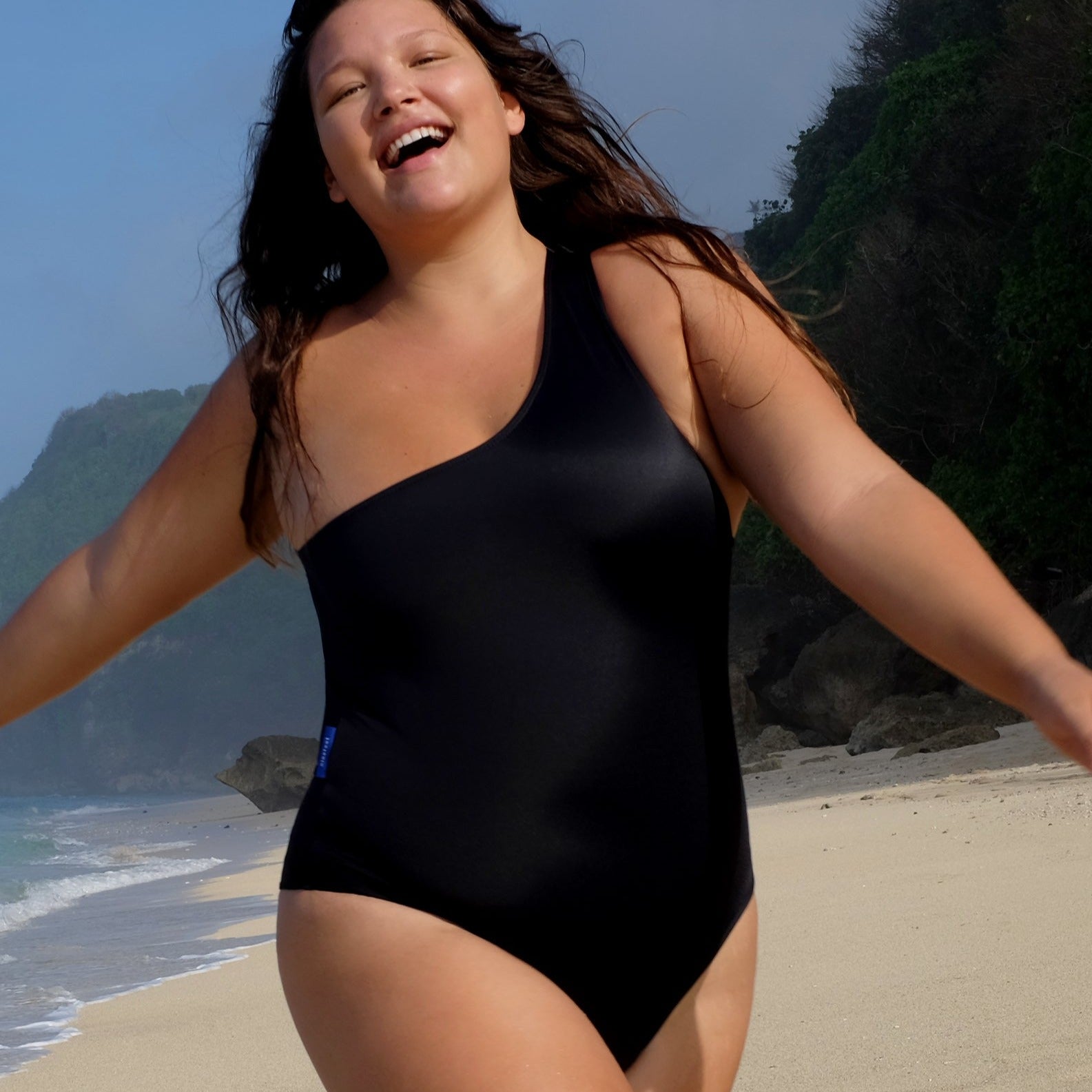 Mawi One Shoulder Surf Swimsuit in Black